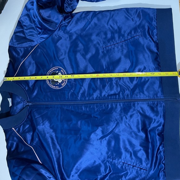 Disney World 50th Anniversary Mickey Mouse Bomber Jacket Blue Satin Quilted XL - Picture 10 of 11